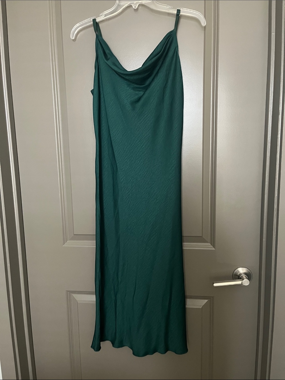 Elegant Green Slip Dress with Cowl Neck